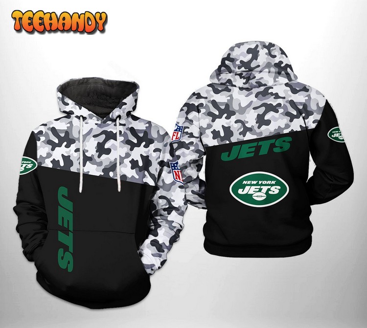 New York Jets NFL Camo Veteran Team 3D Printed Hoodie Zipper Hoodie