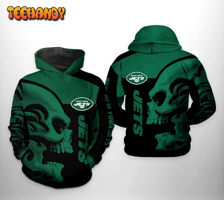 New York Jets NFL Skull 3D Printed Hoodie Zipper Hoodie