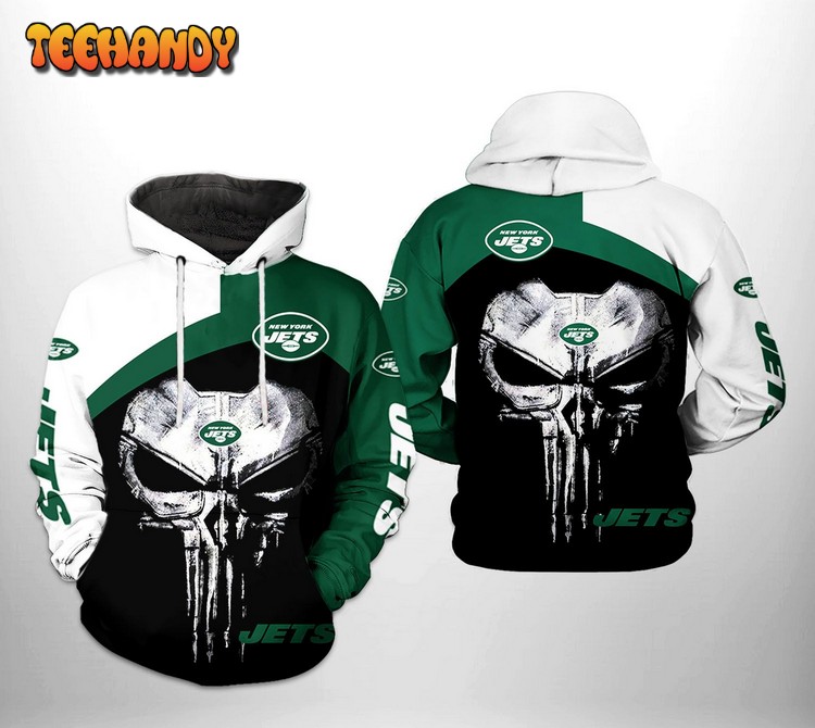 New York Jets NFL Skull Punisher Team 3D Printed Hoodie Zipper Hoodie