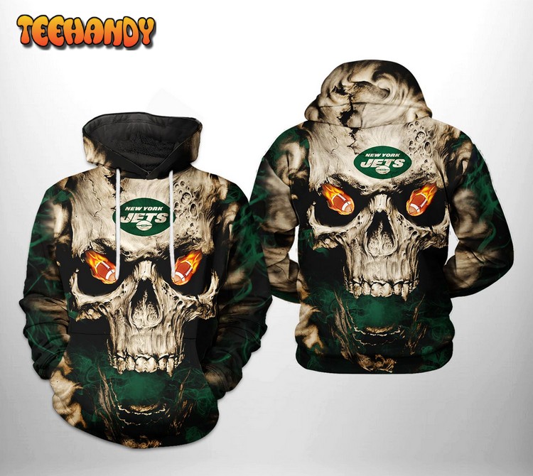 New York Jets NFL Skull Team 3D Printed Hoodie Zipper Hoodie