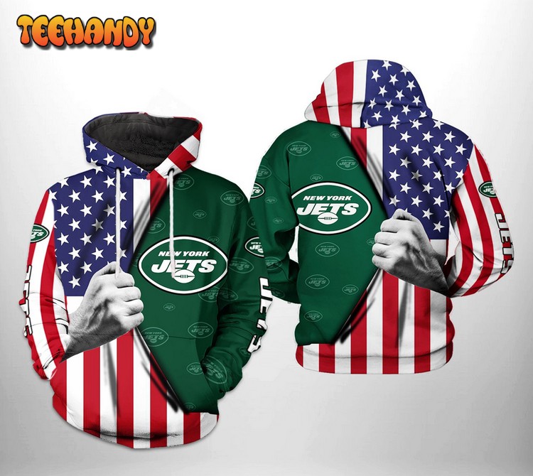 New York Jets NFL US Flag Team 3D Printed Hoodie Zipper Hoodie