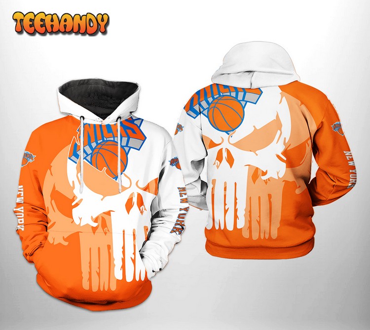 New York Knicks NBA Team Skull 3D Printed Hoodie Zipper Hoodie