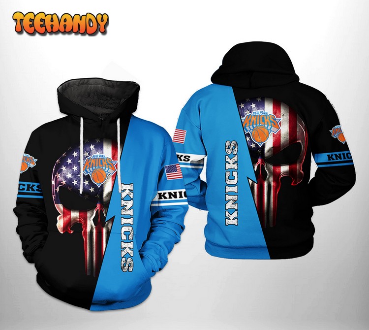 New York Knicks NBA US Flag Skull Team 3D Printed Hoodie