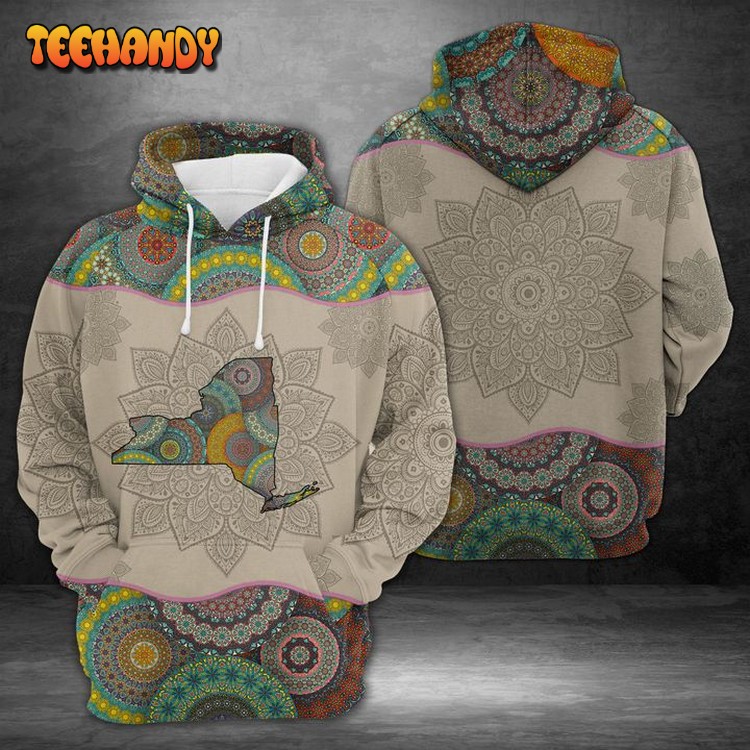 New York Mandala 3D Printed Hoodie Zipper Hoodie