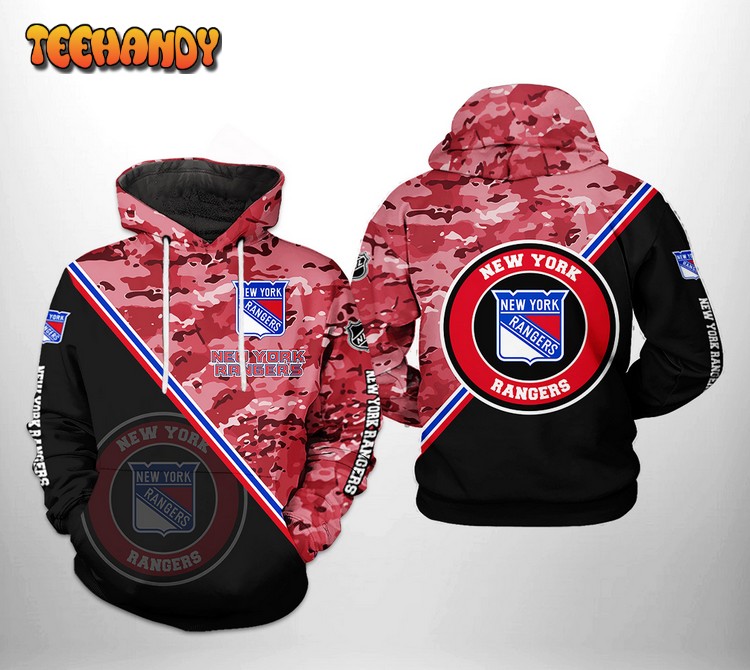 New York Rangers NHL Camo Team 3D Printed Hoodie