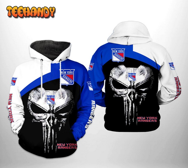 New York Rangers NHL Skull Punisher 3D Printed Hoodie