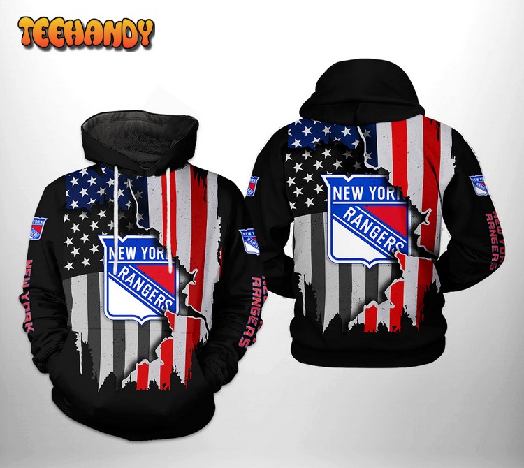 New York Rangers NHL US FLag Team 3D Printed Hoodie