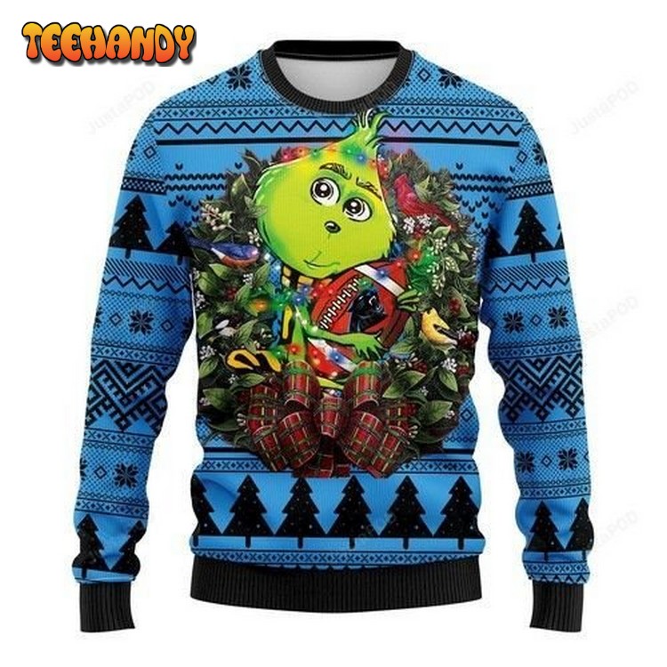 Nfl Carolina Panthers Grinch Hug Ugly Christmas Sweater