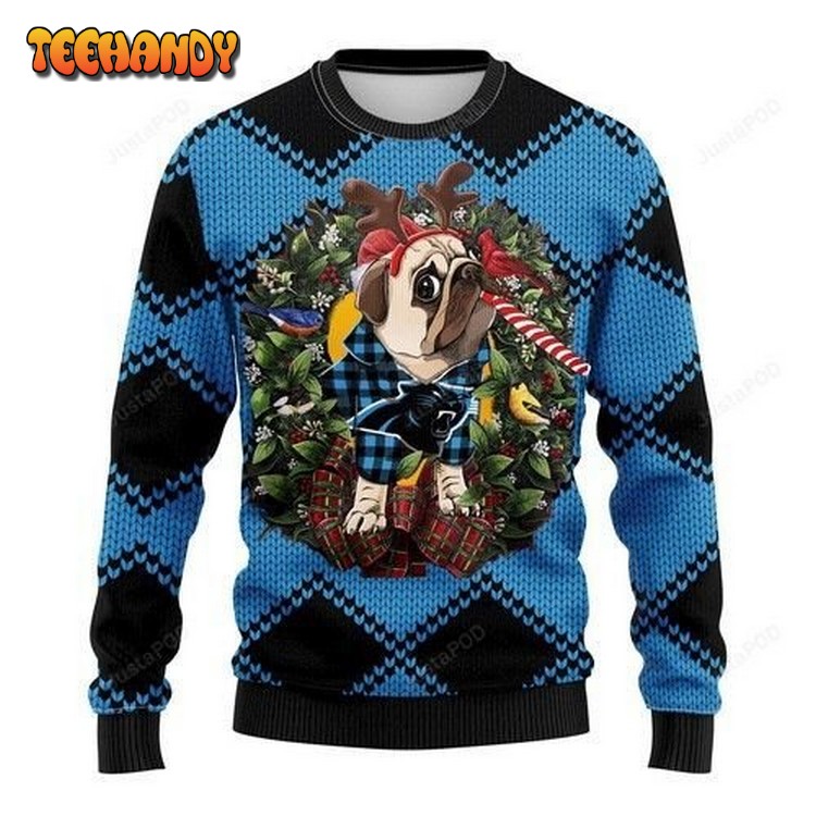 Nfl Carolina Panthers Pug Dog Ugly Christmas Sweater