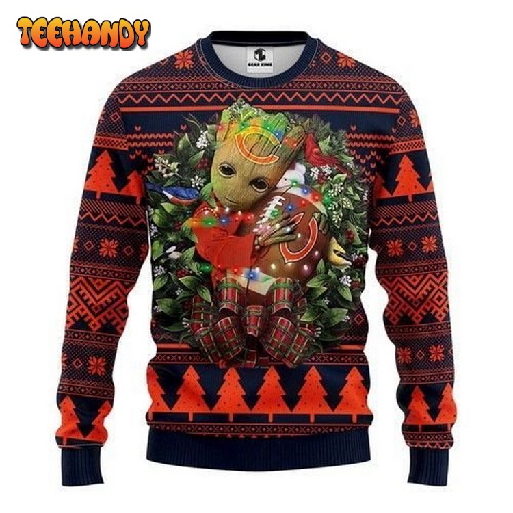 Nfl Chicago Bears Groot Hug Ugly Christmas Sweater