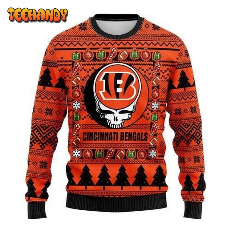 Nfl Cincinnati Bengals Grateful Dead Ugly Christmas Sweater