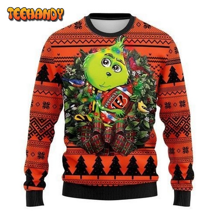 Nfl Cincinnati Bengals Grinch Hug Ugly Christmas Sweater