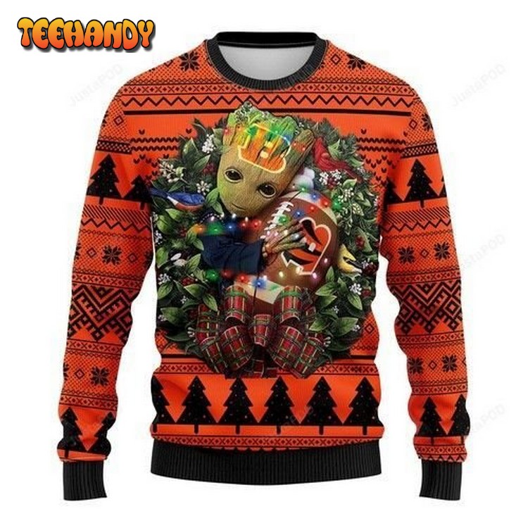 Nfl Cincinnati Bengals Groot Hug Ugly Christmas Sweater