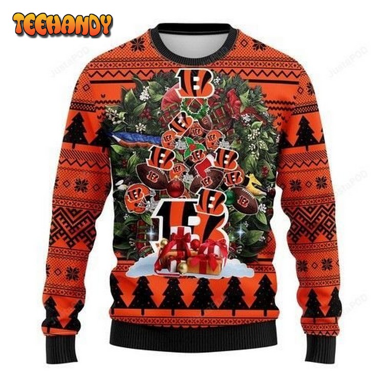 Nfl Cincinnati Bengals Tree Christmas Ugly Christmas Sweater