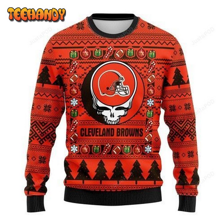 Nfl Cleveland Browns Grateful Dead Ugly Christmas Sweater