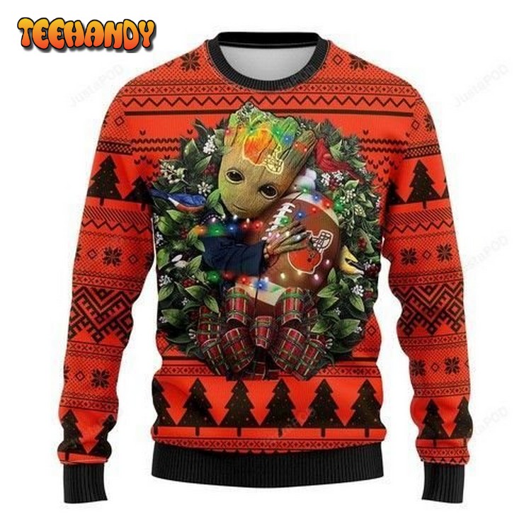 Nfl Cleveland Browns Groot Hug Ugly Christmas Sweater