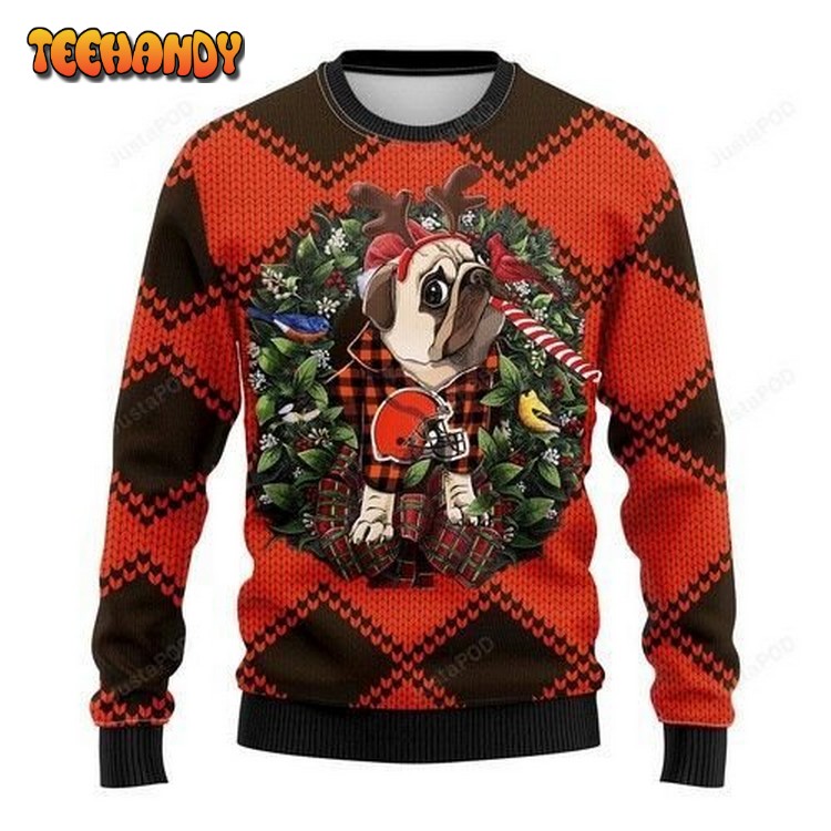 Nfl Cleveland Browns Pug Dog Ugly Christmas Sweater