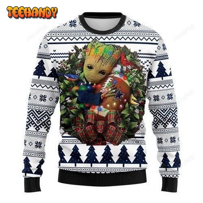 Nfl Dallas Cowboys Groot Hug Ugly Christmas Sweater