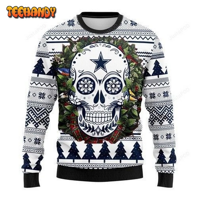 Nfl Dallas Cowboys Skull Flower Ugly Christmas Sweater