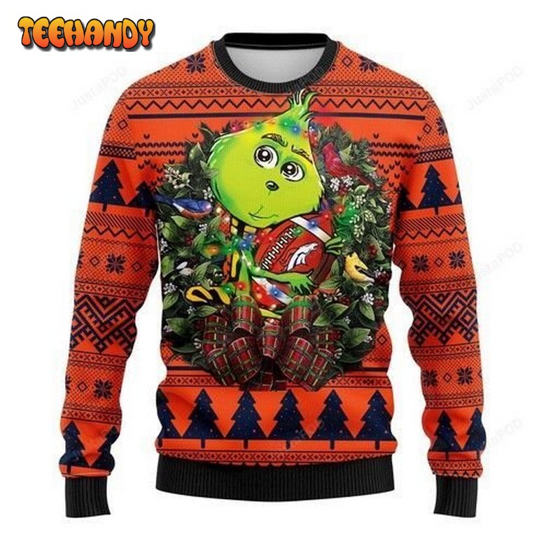 Nfl Denver Brocos Grinch Hug Ugly Christmas Sweater