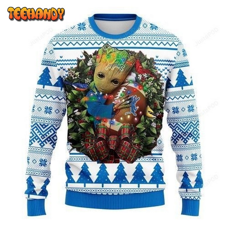 Nfl Detroit Lions Groot Hug Ugly Christmas Sweater