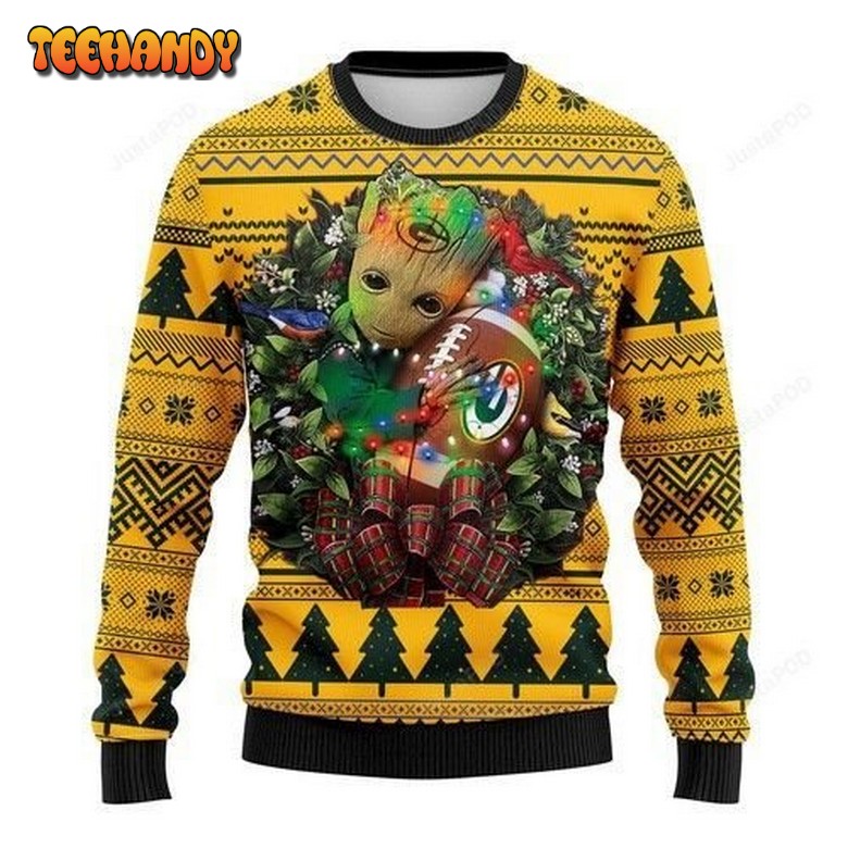 Nfl Green Bay Packers Groot Hug Ugly Christmas Sweater