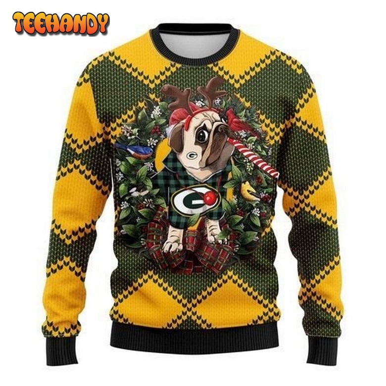 Nfl Green Bay Packers Pug Dog Ugly Christmas Sweater