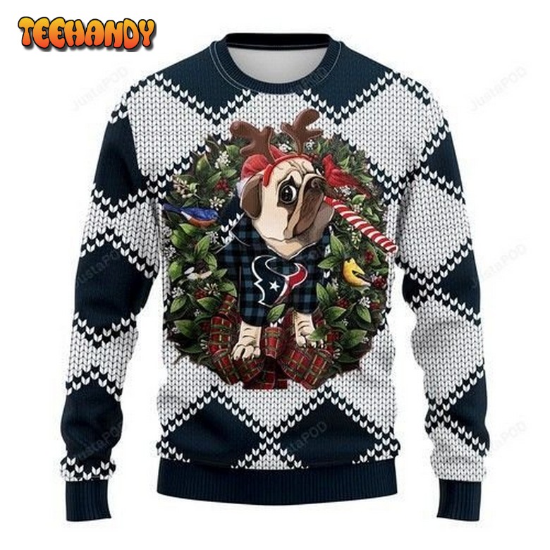 Nfl Houston Texans Pug Dog Ugly Christmas Sweater