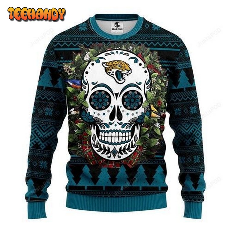 Nfl Jacksonville Jaguars Skull Flower Ugly Christmas Sweater