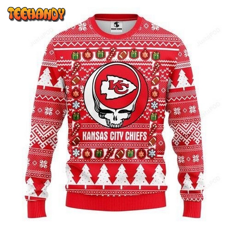 Nfl Kansas City Chiefs Grateful Dead Ugly Christmas Sweater