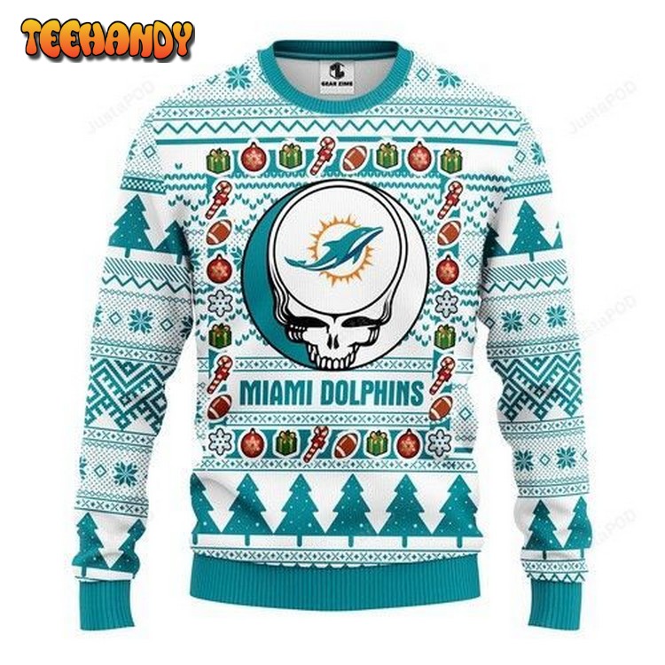 Nfl Miami Dolphins Grateful Dead Ugly Christmas Sweater