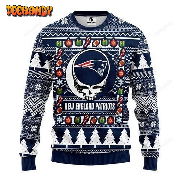 Nfl New England Patriots Grateful Dead Ugly Christmas Sweater