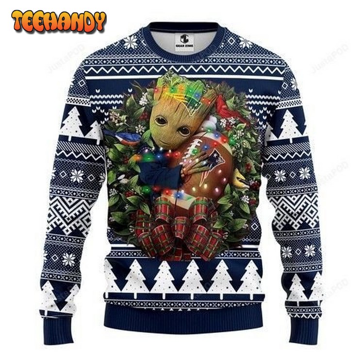 Nfl New England Patriots Groot Hug Ugly Christmas Sweater