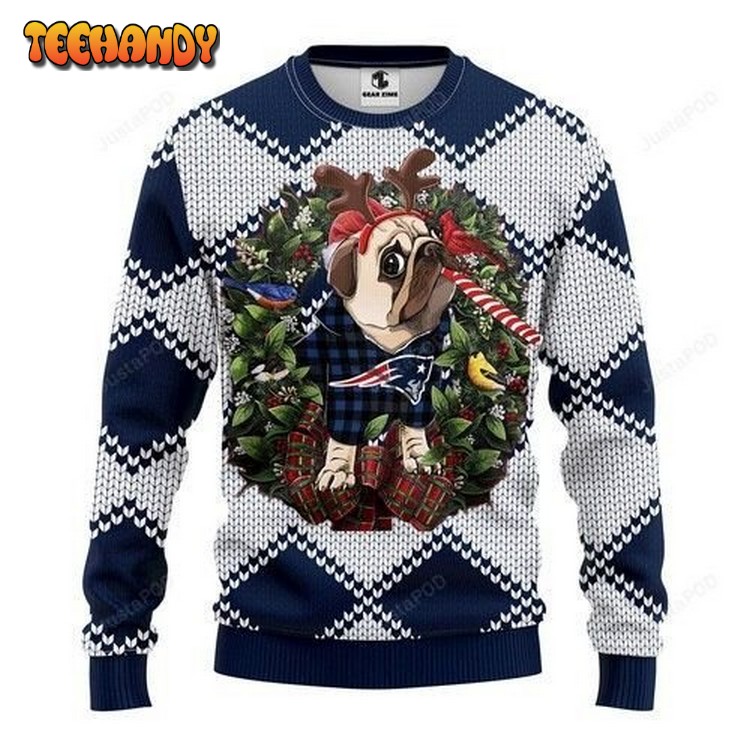 Nfl New England Patriots Pug Dog Ugly Christmas Sweater