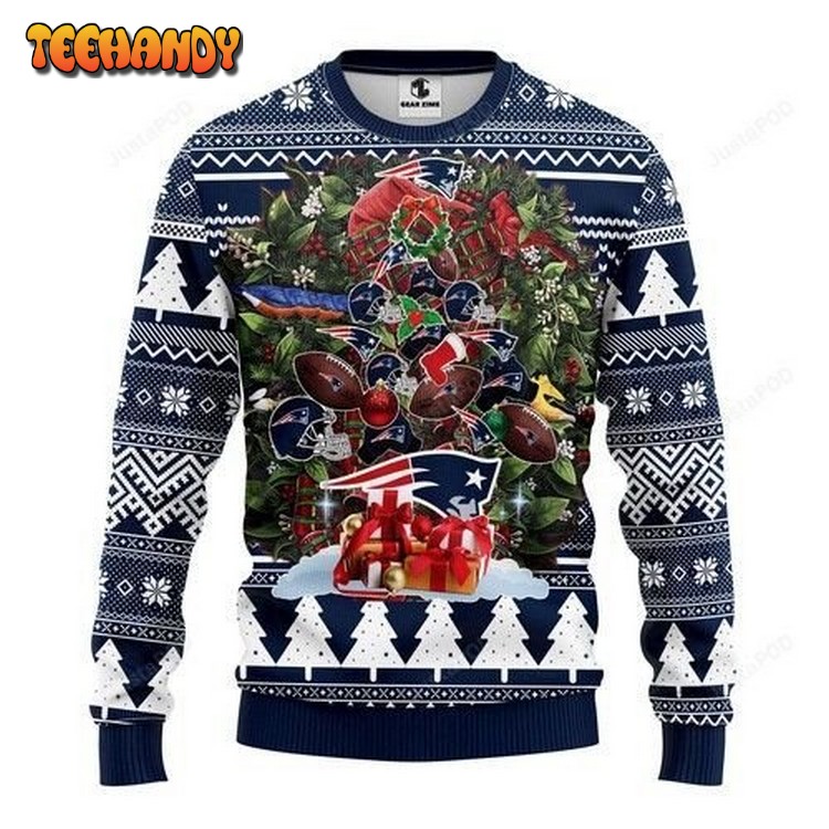 Nfl New England Patriots Tree Christmas Ugly Christmas Sweater