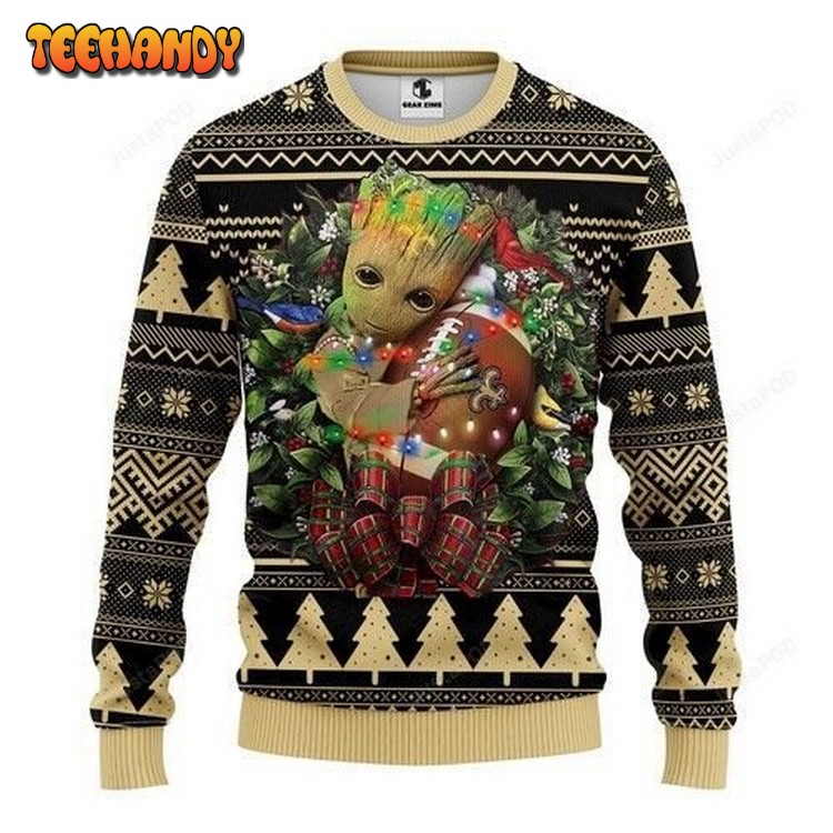 Nfl New Orleans Saints Groot Hug Ugly Christmas Sweater