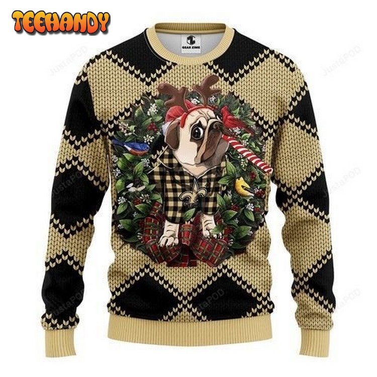 Nfl New Orleans Saints Pug Dog Ugly Christmas Sweater