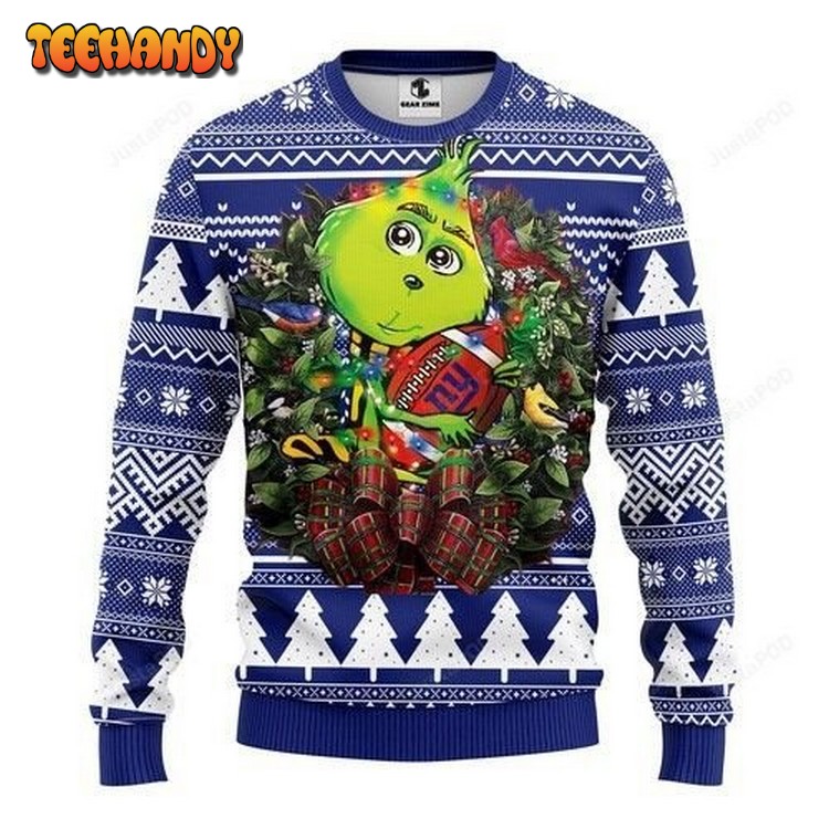 Nfl New York Giants Grinch Hug Ugly Christmas Sweater