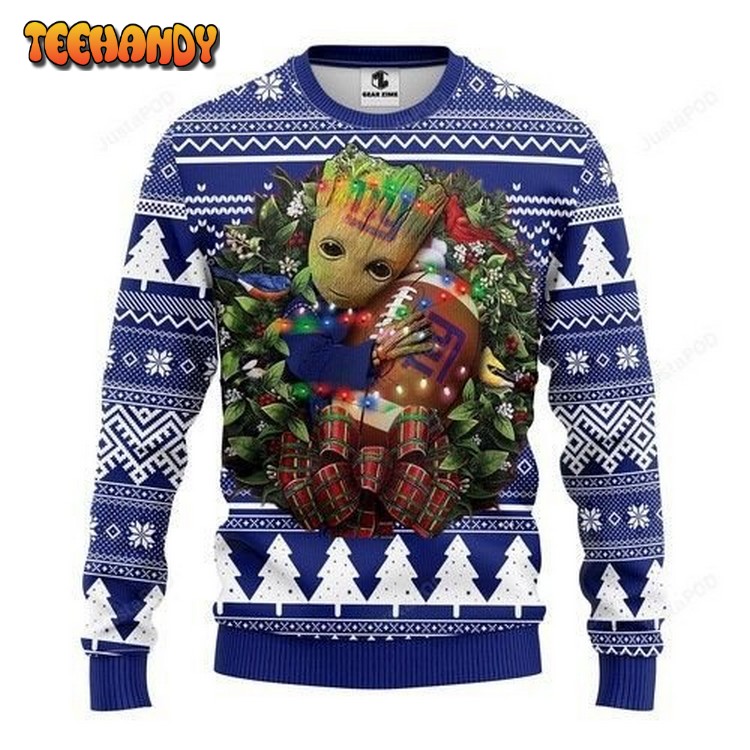 Nfl New York Giants Groot Hug Ugly Christmas Sweater