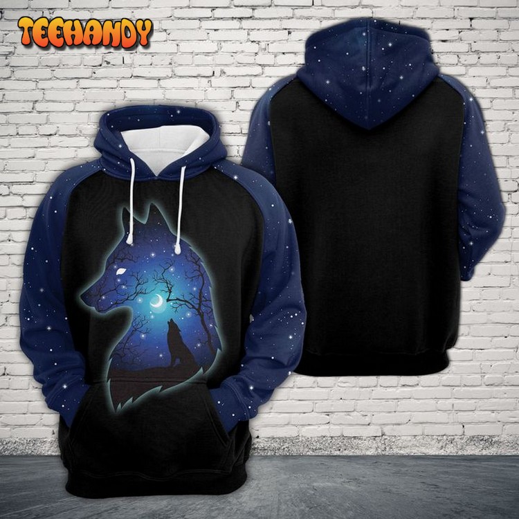 Night Wolf 3D Printed Hoodie Zipper Hoodie