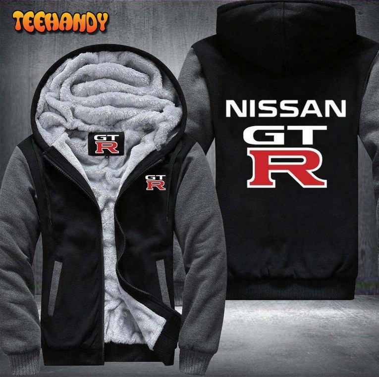 Nissan Gtr Winter Hoodie Grey Zip Up 3D Hoodie 3D Hoodie