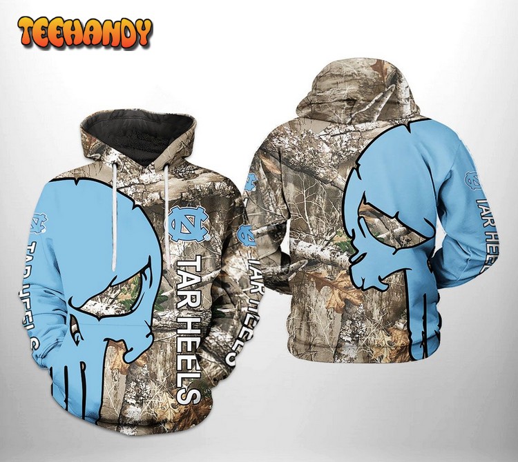 North Carolina Tar Heels NCAA Camo Veteran Hunting 3D Hoodie