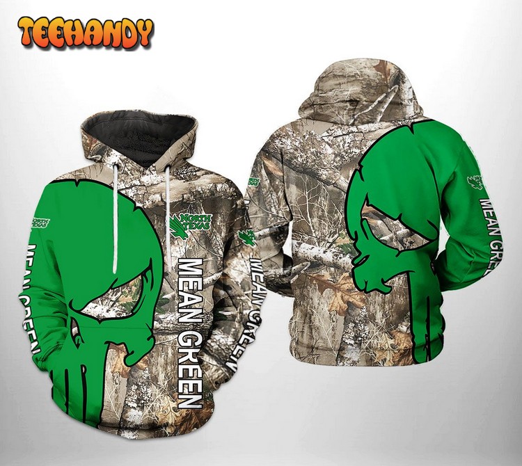 North Texas Mean Green NCAA Camo Veteran Hunting 3D Hoodie