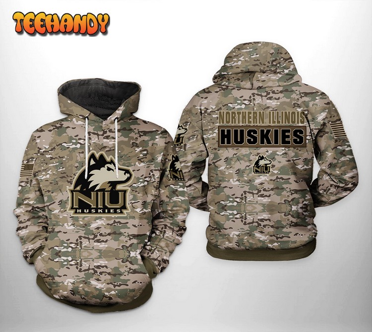 Northern Illinois Huskies NCAA Camo Veteran 3D Printed Hoodie