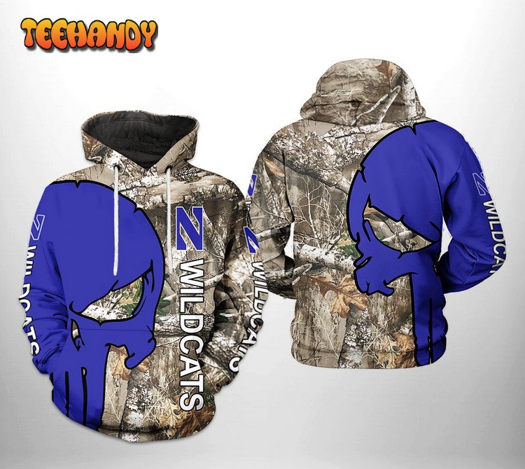 Northwestern Wildcats NCAA Camo Veteran Hunting 3D Hoodie