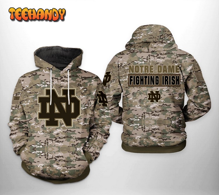 Notre Dame Fighting Irish NCAA Camo Veteran 3D Printed Hoodie