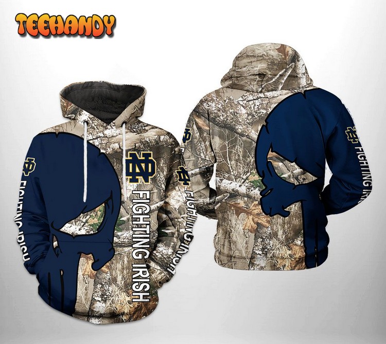 Notre Dame Fighting Irish NCAA Camo Veteran Hunting 3D Hoodie