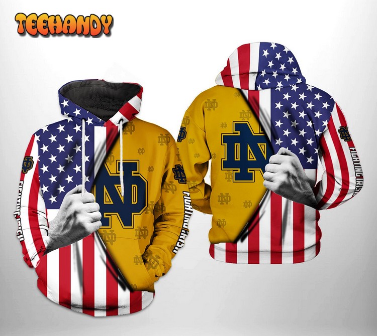 Notre Dame Fighting Irish NCAA US Flag 3D Printed Hoodie