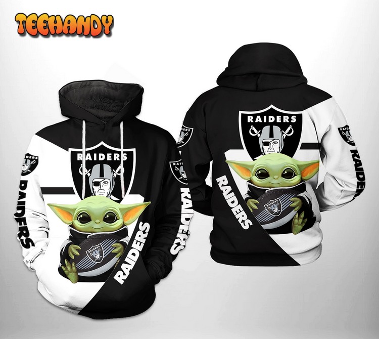 Oakland Raiders NFL Baby Yoda Team 3D Printed Hoodie