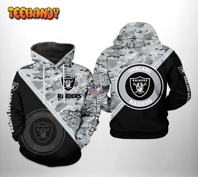 Oakland Raiders NFL Camo Team 3D Printed Hoodie Zipper Hoodie